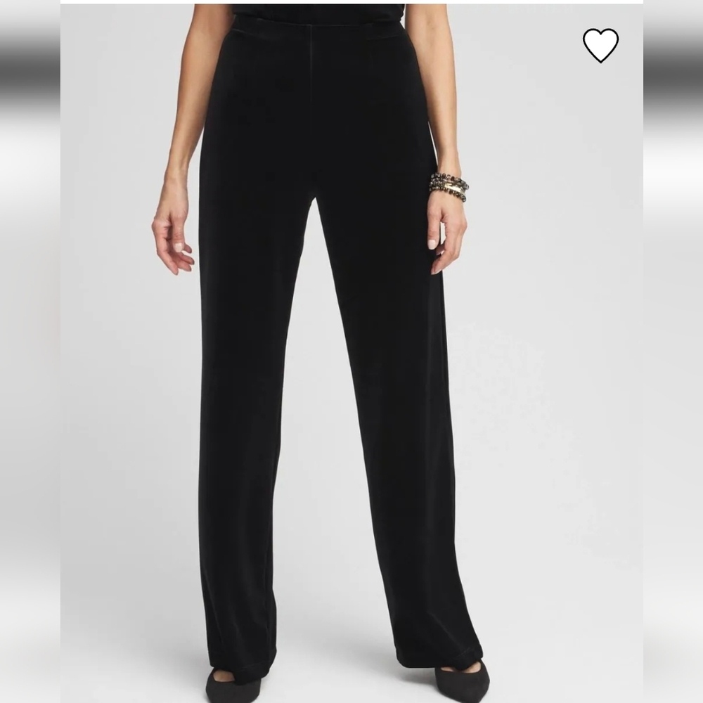 Chico's Black Wide-Leg Velvet Pants